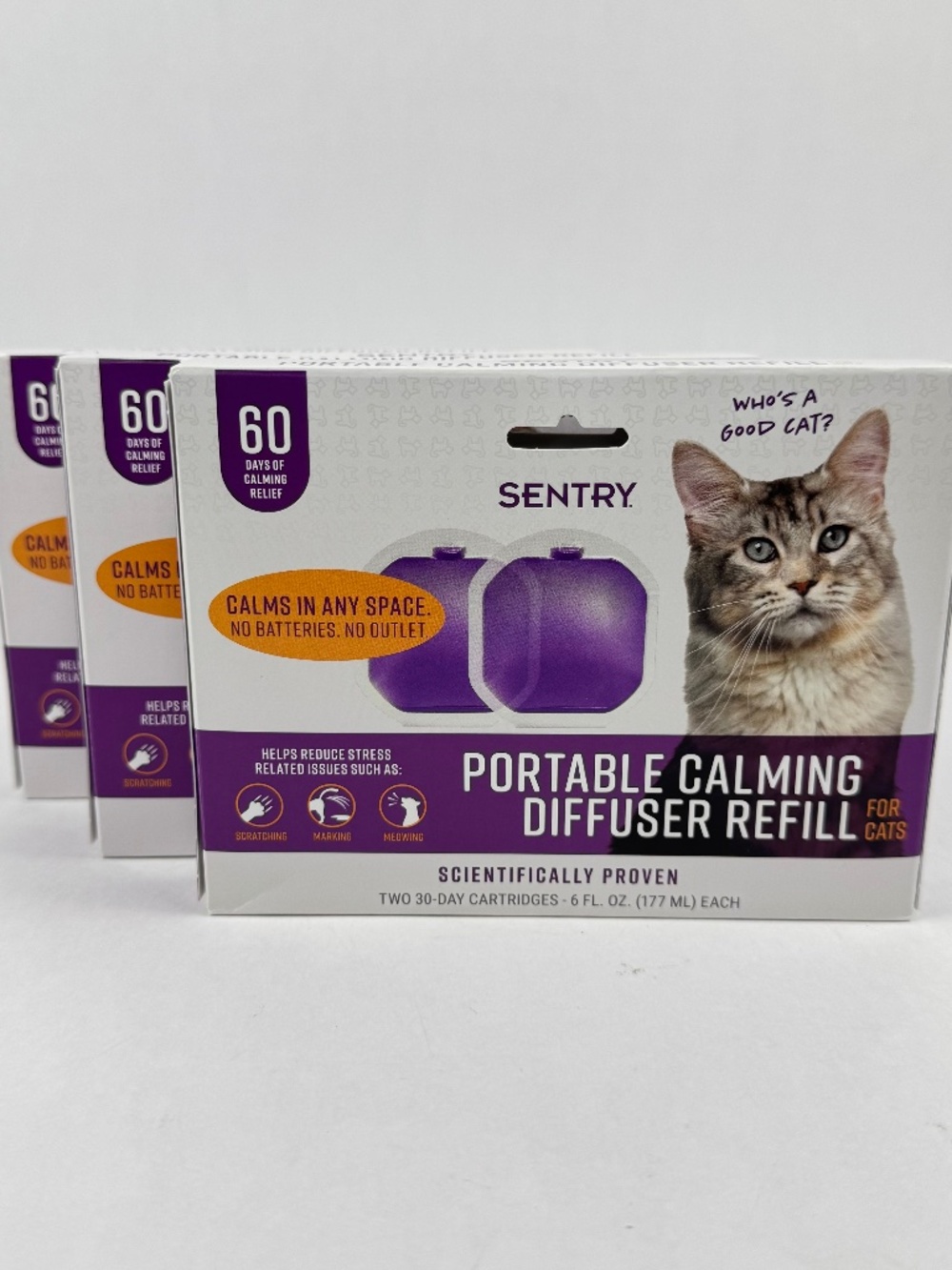 NEW Sentry Portable Pheromone Calming Diffuser Refill Cats 2pk x 3 - 180 Days